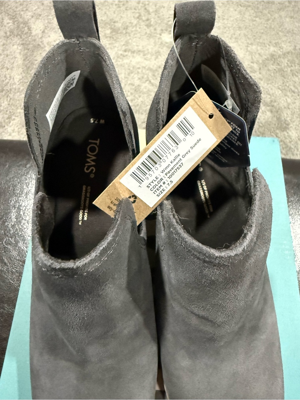 TOMS Kallie Pavement Grey Suede Wedge Ankle Boot - Picture 3 of 5